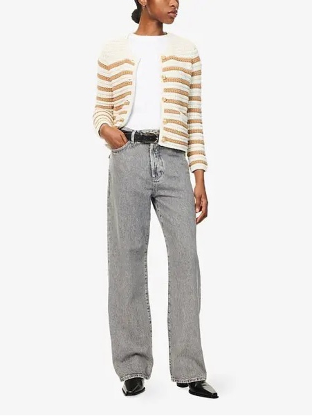 PAIGE Sawyer Wide Leg Jeans Misty Morning Gray Denim Size 30